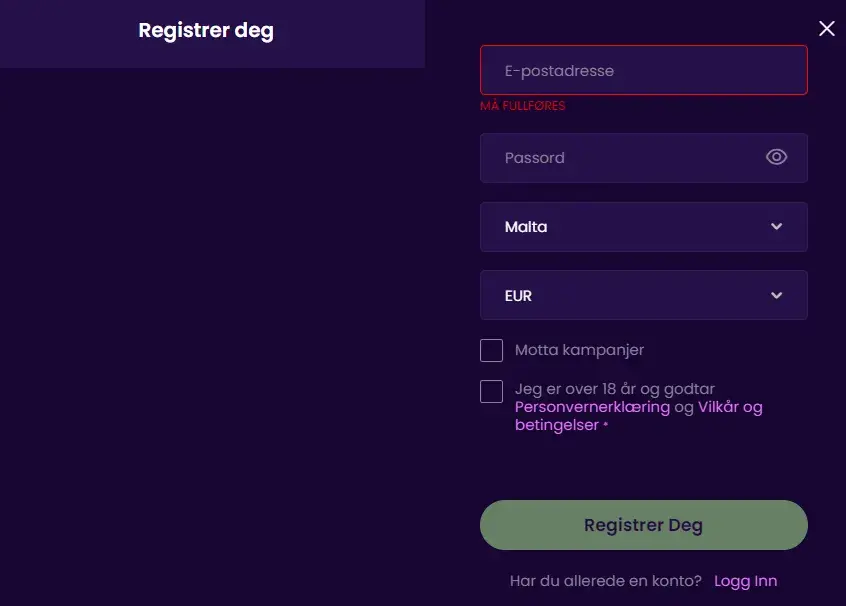 registrer konto ready