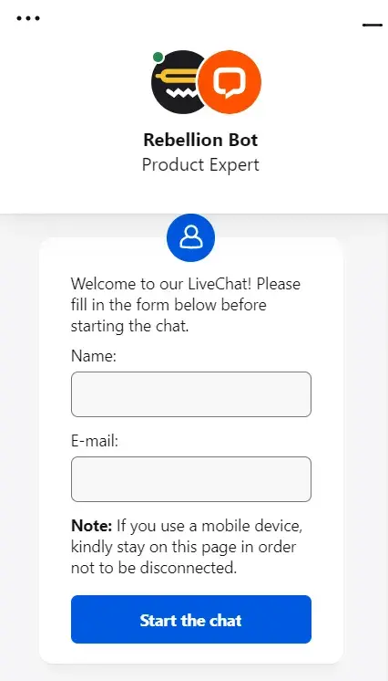 chat bot rebellion live chat