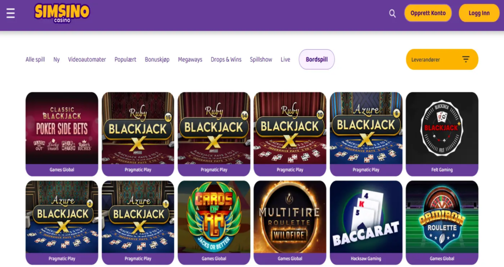 bordspill lobby simsino