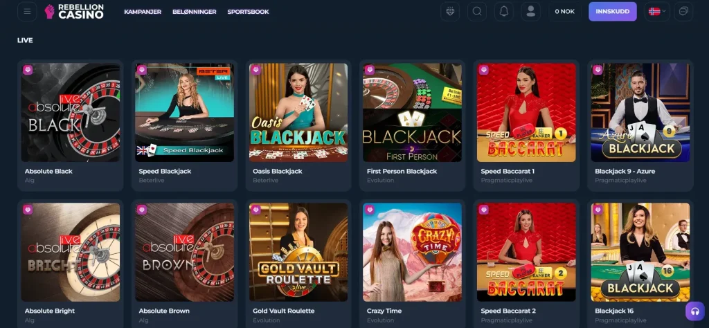 rebellion live casino main