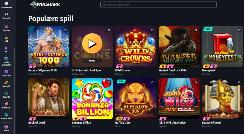 winshark casino spill