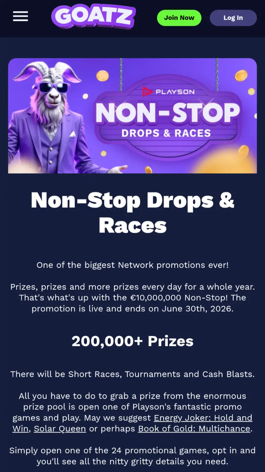 Non stop drop races goatz