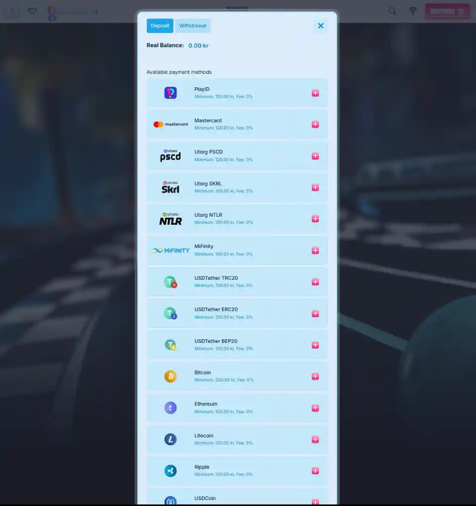 Onlyspins Casino - Innskudd