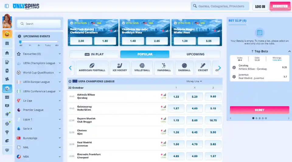 Onlyspins Casino - Sportsbook