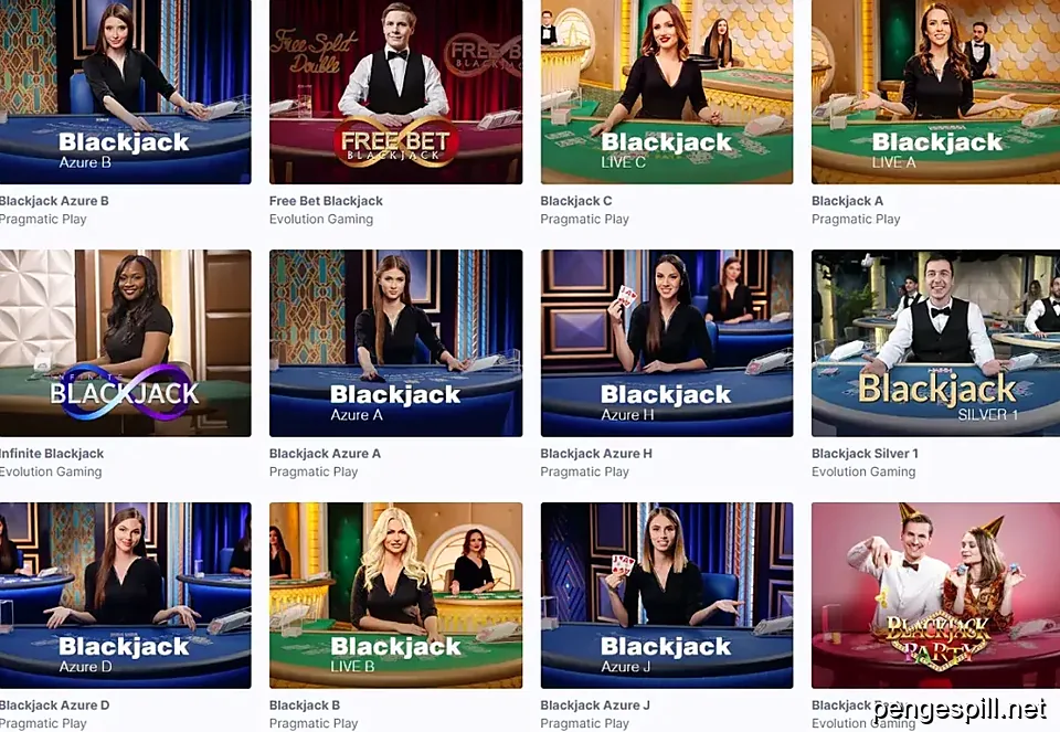 CasinoFriday live blackjack lobby med flere bord
