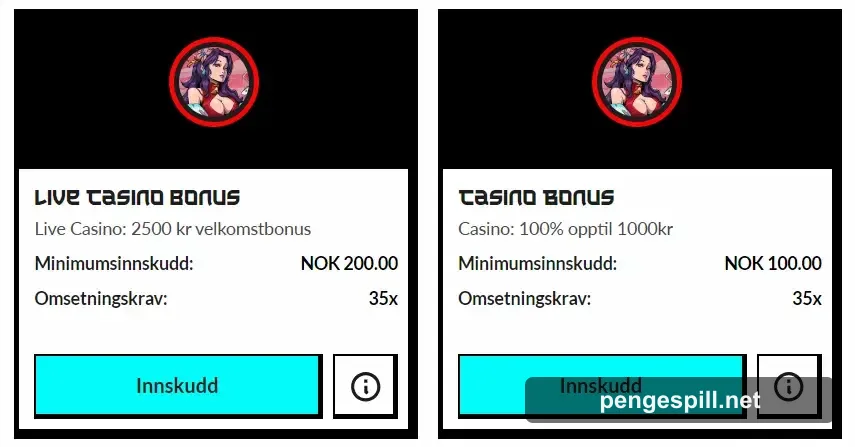 Manga Casino bonus og kampanjer