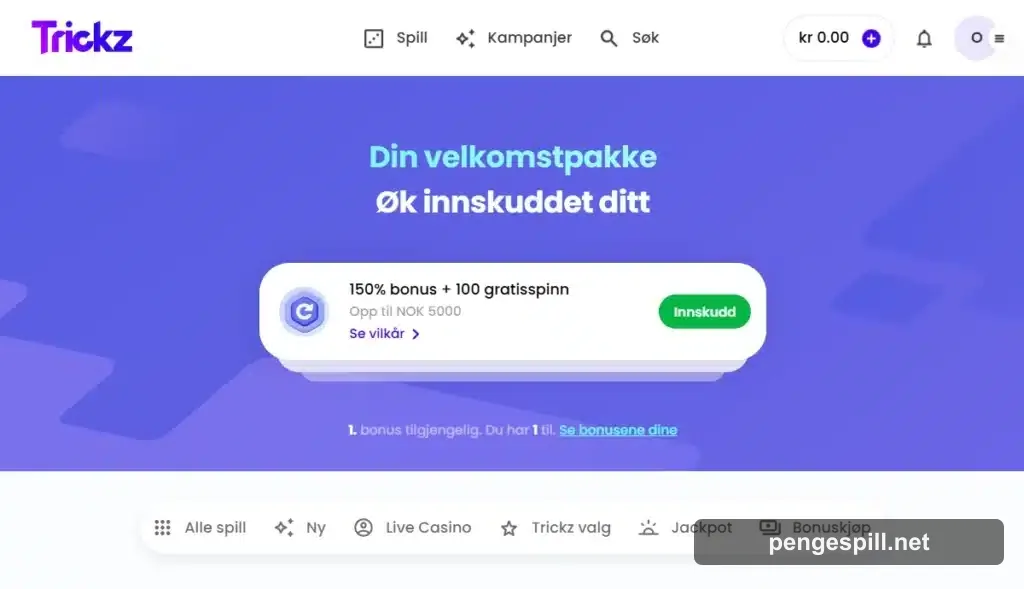 Trickz Casino bonus og kampanjer