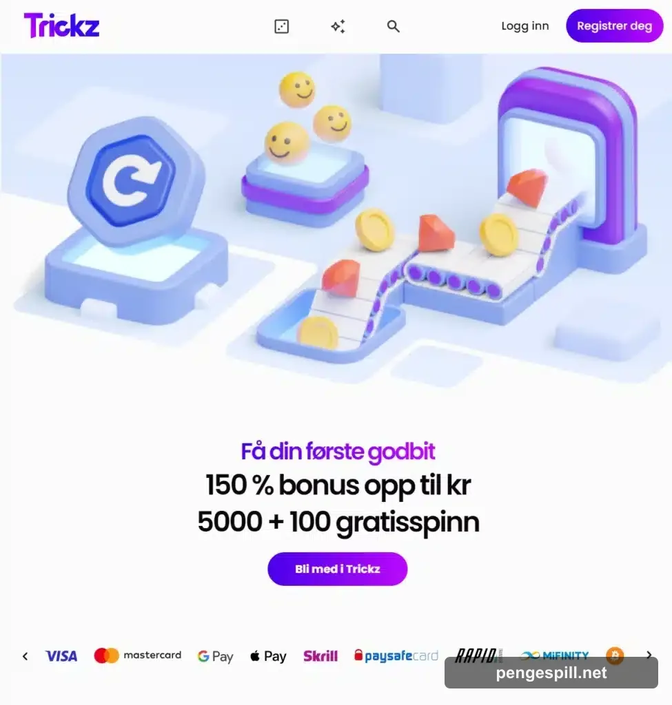 Trickz Casino forside hos PengeSpill