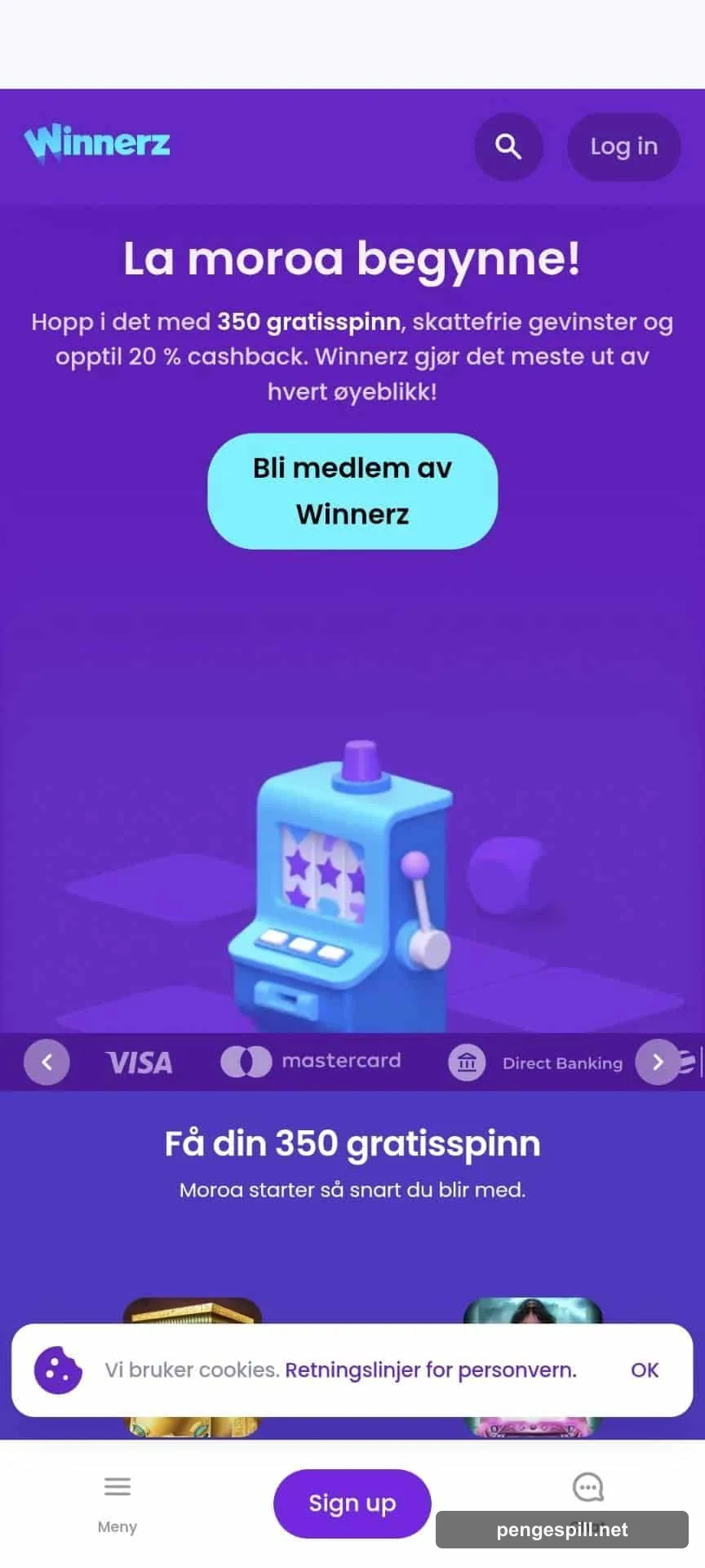 Winnerz forside hos PengeSpill