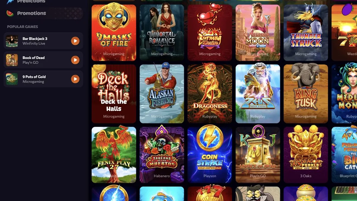 Aphrodite spillobby med slots og kategorier