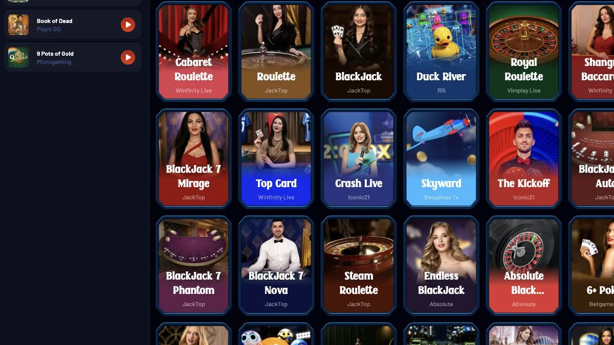 Dracula live casino lobby