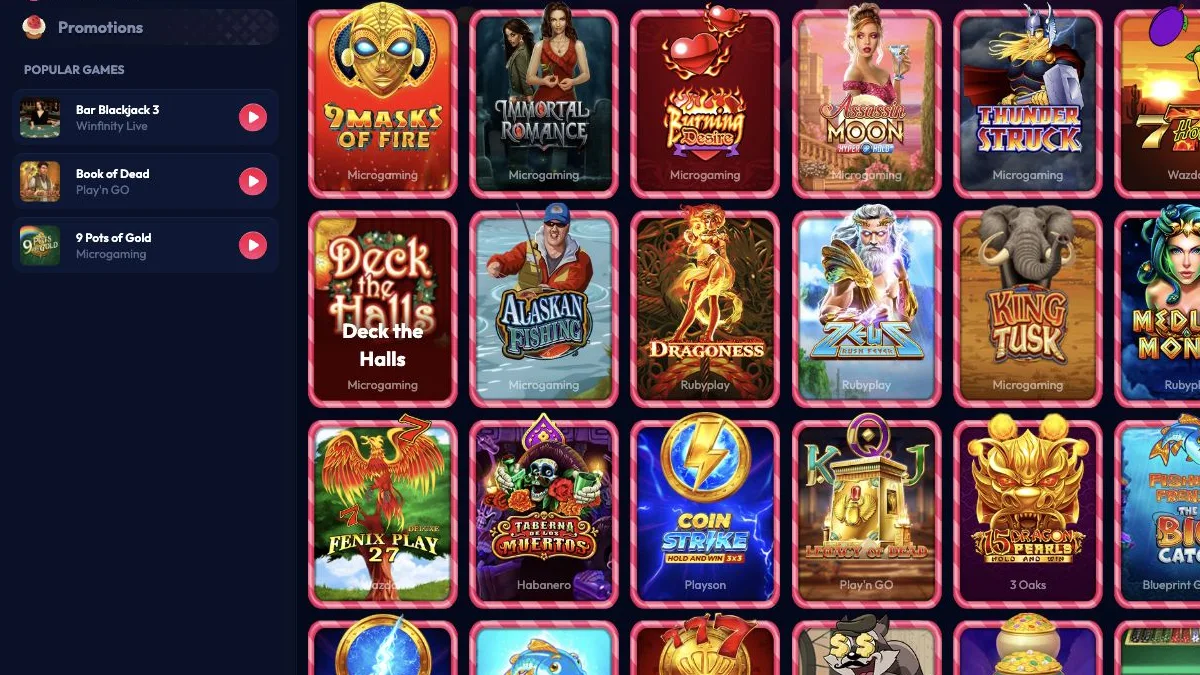 Gambiva spillobby med slots og kategorier