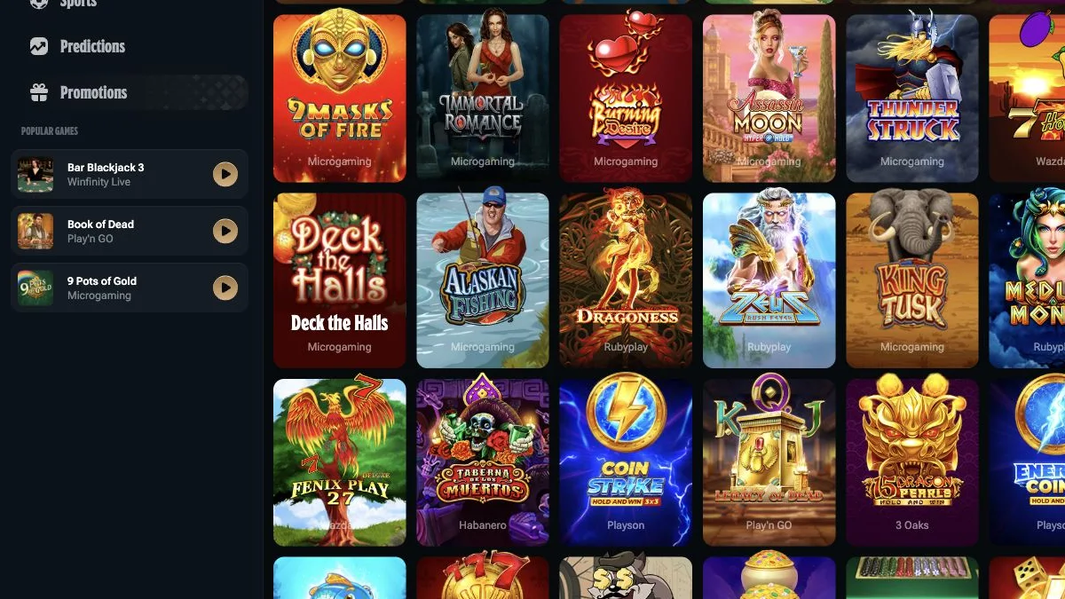 Kingdom Casino spillobby med slots og kategorier