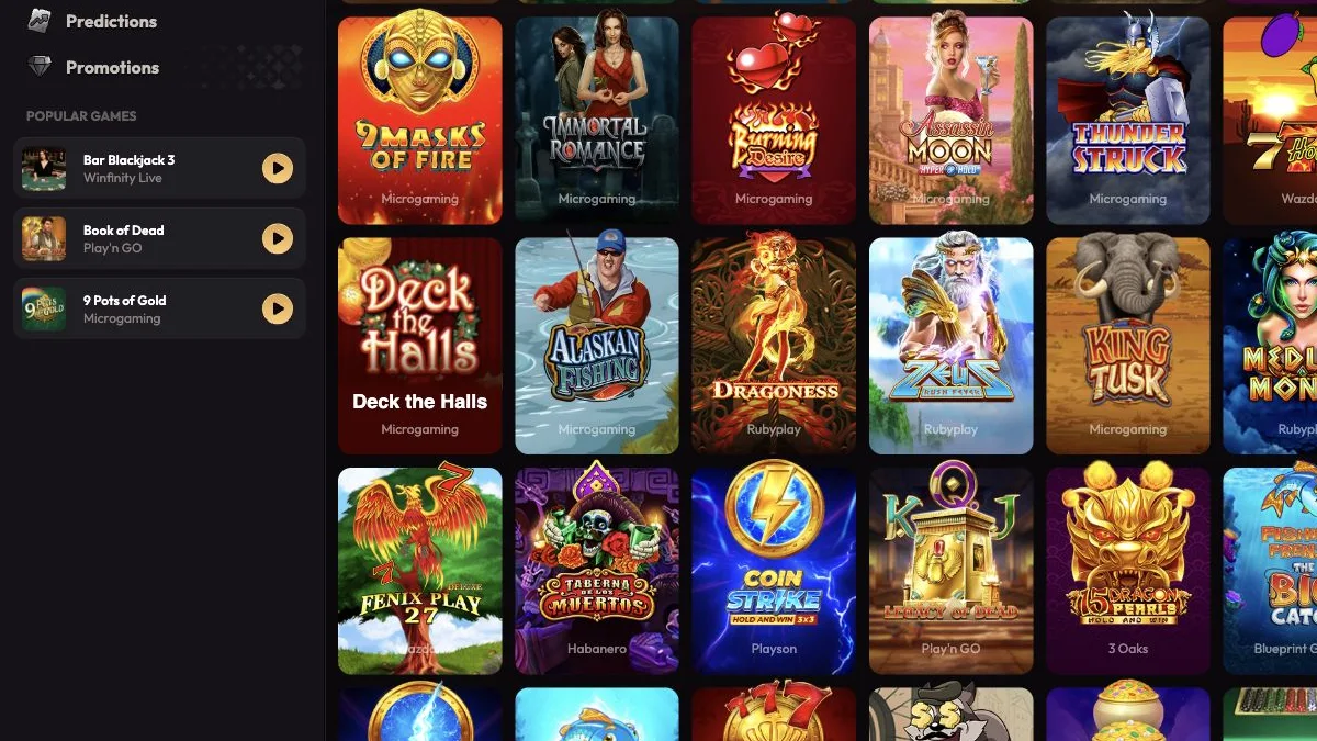 Mad Casino spillobby med slots og kategorier