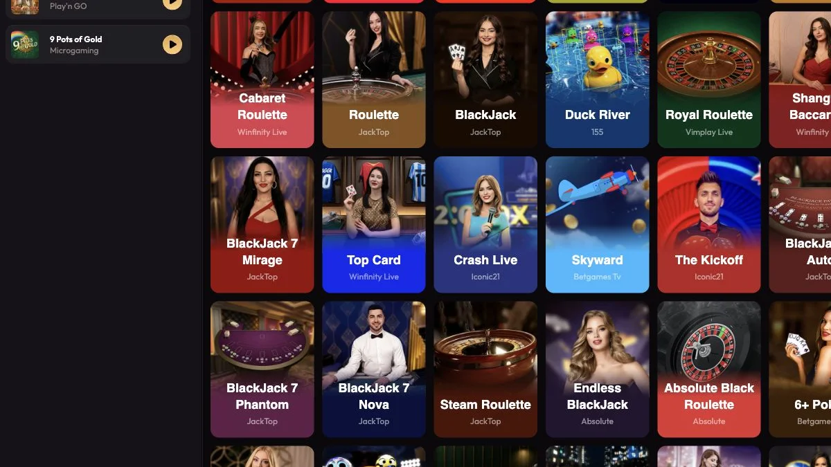 Mad Casino live casino lobby