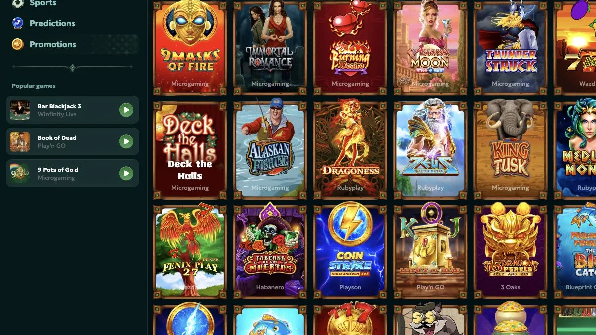 Rivo spillobby med slots og kategorier