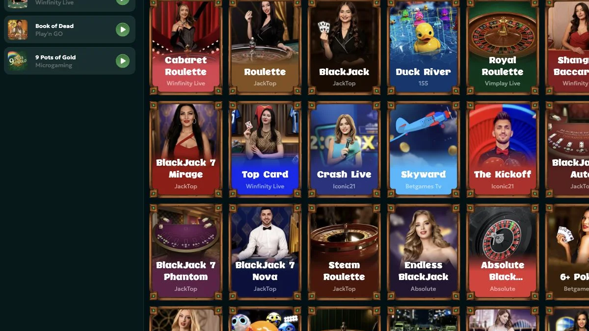 Rivo live casino lobby