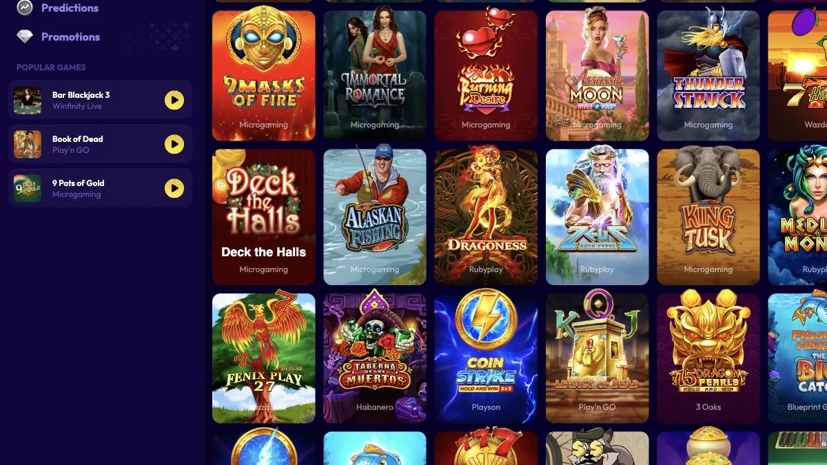 Slottio spillobby med slots og kategorier