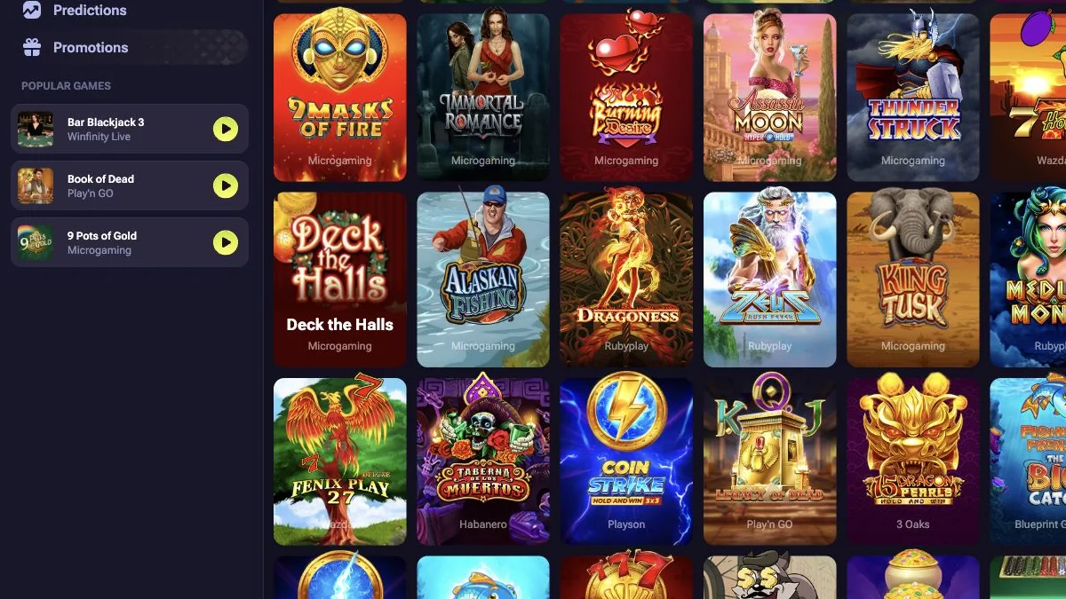 TenoBet spillobby med slots og kategorier
