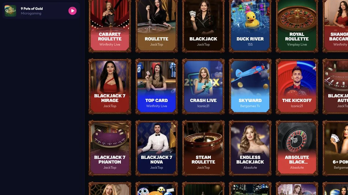 Wildzy live casino lobby